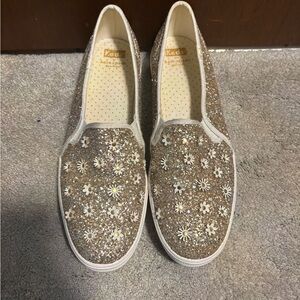 Keds x Kate Spade: Women's Glitter Slip-On Shoes - Gold
